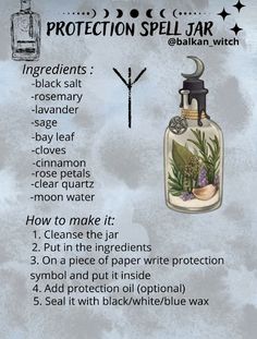 Witch Balls Protection Diy, Health Spell, Witches Jar, Witch Symbols, Potions Recipes, Witch Bottles, Jar Spells, Moon Jar, Easy Spells