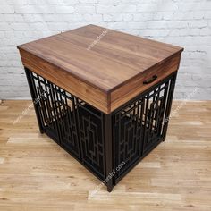 a wooden table sitting on top of a hard wood floor