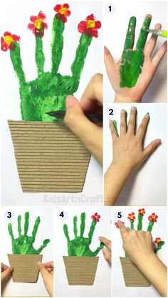 instructions to make a cactus plant out of construction paper