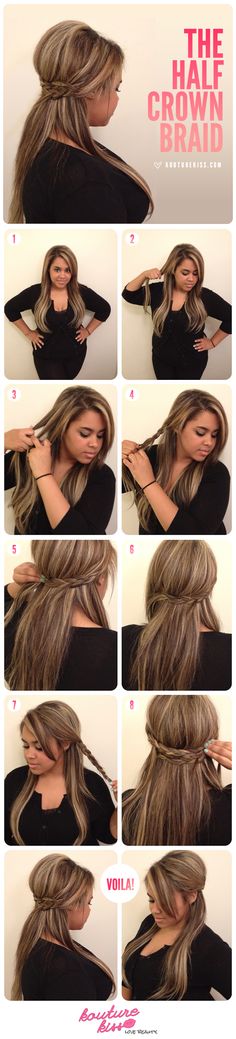 Half Crown Braid Half Crown Braid, Half Crown Braids, Half Crown, Pretty Braids, Fishtail Braid, Crown Braid, Bohol, Crown Hairstyles