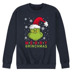 This men's Dr. Suess The Grinch sweatshirt is sure to steal your hear. This men's Dr. Suess The Grinch sweatshirt is sure to steal your hear.  Crewneck Long sleevesFABRIC & CARE Cotton, polyester Machine wash Imported Size: M. Color: Navy. Gender: male. Age Group: adult. Pattern: Graphic. Material: Cotton Blend. Blue Pre-shrunk Sweatshirt For Winter, Winter Blue Sweatshirt, Christmas Sweater Outfits, The Grinch Stole Christmas, Christmas Tree Graphic, Christmas Graphic, Grinch Stole Christmas, Tree Graphic, Family Christmas Shirts