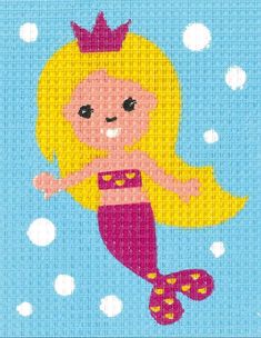 a cross stitch pattern of a little mermaid with a crown on her head and legs