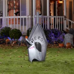 "Buy 5ft. Airblown® Inflatable Halloween Disney® Zero & Doghouse at Michaels. com. Decorate your yard for Halloween with this fun, inflatable lawn ornament. Greet your guests and neighbors with the familiar face of this Airblown inflatable character. Zero from The Nightmare Before Christmas stands with his doghouse in this fun Halloween scene. Setup is super simple. Just plug it in, stake it down and watch the magic unfold. Display this cute Halloween decoration as a standalone or combine it wit Cute Halloween Decorations, Nightmare Before Christmas Halloween, Halloween Inflatables, Ghost Dog, Halloween Scene, Up Halloween, The Nightmare Before Christmas, Lawn Decor, The Nightmare