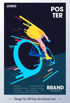 a poster with a man riding a bike on it's back and the words, pos tier brand