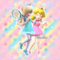 two cartoon characters are standing next to each other with tennis rackets in their hands