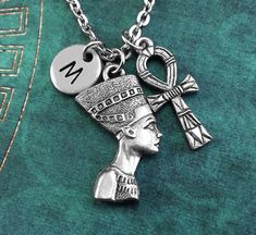 Nefertiti Necklace SMALL Ankh Necklace Personalized by MetalSpeak Nefertiti Necklace, Afrocentric Accessories, Egyptian Pendant, Egyptian Wedding, Ankh Necklace, Egyptian Scarab, Personalised Bangle, Stackable Bangles, Egyptian Jewelry