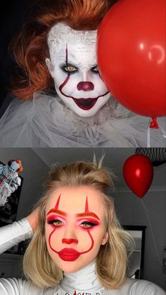 Creepy Halloween Makeup Ideas, Pennywise Makeup, Halloween Pennywise, Best Halloween Makeup, Teknik Makeup, Halloween Makeup Clown, Holloween Makeup