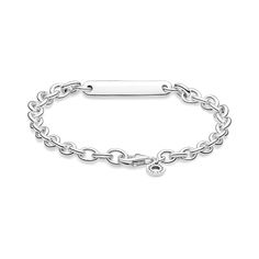 Personalize your wrist with the Engravable Bar Link Bracelet. Hand-finished in sterling silver, this bracelet features a simple polished silver bar on a chain bracelet. Both sides of the silver bar are engravable. Each bracelet can be adjusted up or down one size. Whether you engrave your initials, an important date or another message that has special meaning to you, this bracelet is the epitome of modern, chunky, customized style. Classic Sterling Silver Bracelet With Adjustable Chain, Classic Name Bracelet With Adjustable Chain, Summer Job, Bracelet Pandora, Silver Bar, Engraved Bracelet, Pandora Bracelets, Silver Bars, Important Dates