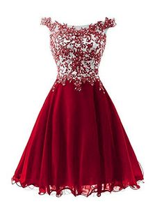 Wine Red Short Chiffon and Applique Lovely Party Dress, Formal Dress 2018, Homecoming Dresses Party Dress Formal, Dama Dresses, Cheap Homecoming Dresses, Evening Dresses Short, Sequin Prom Dresses, Red Dress Short, Party Dress Short, Note Box, Quince Dresses