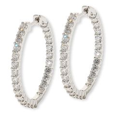 Bright Halo Lab Grown Diamonds 14K 2ctw Inside-Outside Hoop Earrings  Lined with sparkling lab grown white diamonds, these delicate hoop earrings are the perfect accessory for any occasion. Choose 14K white or yellow gold.        Approx. 1"L x 1/8"W     Stamped 14K; white or yellow gold; rhodium plating     Pierced with hinged posts   Stone Information       All sizes and weights approximate     Total Carat Weight: 2ctw     Lab Grown White Diamonds - Round; F color; VS2 clarity Diamond Top, Inside Outside, White Diamonds, Diamond White, Rhodium Plated, Lab Grown, Lab Grown Diamonds, Halo, Lab