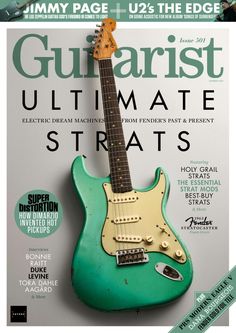 the cover of guitarist magazine with an electric guitar on it's front page