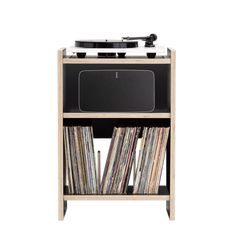 The MAX Sonos Turntable Stand offers a perfect solution for integrating vinyl with Sonos. Features space for up to 100 records, a Sonos Five, and a turntable. Ikea Turntable, Record Furniture, Vinyl Record Storage Furniture, Website Symbol, Vinyl Record Room, Record Dividers, Audio Cabinet, Record Crate, Record Room