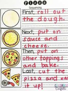 a piece of paper with writing on it that says pizza and other things to eat