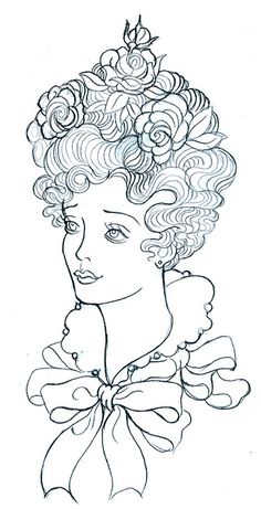 a drawing of a woman with curly hair