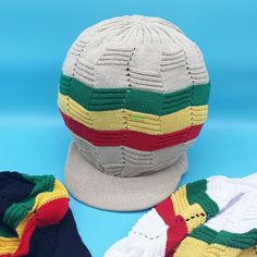 RH057 Large Rastafarian Crowns - Black - Beige - White Rasta Man, Dread Locks, Hair Locks, Lion Of Judah, Quality Hats, Berets, White Beige, Green Stripes, Red Yellow