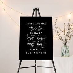 Roses Are Red Booty Rocking Wedding Dance Floor Sign Dance Floor Signs For Wedding, Simple Welcome Sign, Dance Floor Sign, Wedding Day Signs, Wedding Dance Floor, Wedding Ceremony Sign, Wedding Ceremony Signs, Dance Floor Wedding, Sweet Rain