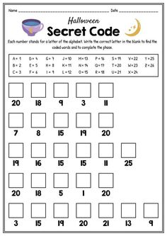 Get your kids excited about math with these fun and engaging secret message math worksheets. Unlock the mystery of numbers today! #MathFun #PuzzleTime #BrainTeasers #secretmessagemath Middle School Math Worksheets, Math Worksheets For Kids, Halloween Math Worksheets, Mental Maths Worksheets, Math Station, Math Sheets, Math Riddles, Kids Math, Coded Message