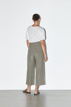 ZW PREMIUM STRAIGHT CROPPED JEANS-NEW IN-WOMAN | ZARA United States Chic Cropped Jeans With Pockets, Fall Cropped Straight Jeans, Trendy Wide Leg Linen Bottoms, Modern Cropped Leg Bottoms For Spring, Wide Leg Cropped Jeans With Belt Loops For Spring, Versatile High Rise Wide Leg Pants For Summer, Casual High Rise Belted Pants, Trendy Linen Workwear Bottoms, Trendy Linen Bottoms For Workwear