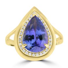 J46154 Luxury Gold Tanzanite Birthstone Ring, Unique Luxury Tanzanite Jewelry, Luxury Unique Tanzanite Jewelry, Tanzanite Ring, Tanzanite Gemstone, 18k Yellow Gold Ring, Blue Gemstones, Yellow Color, Diamond Gemstone