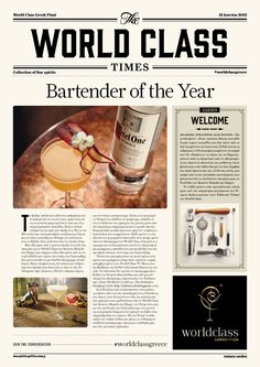 the world class times magazine features bartender of the year award winning drinks and cocktails