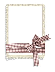 a blue and white checkered ribbon tied around a square frame