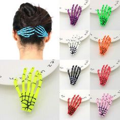 Great Shopping Fluorescence Cosplay Party Decoration Headwear Skeleton Hand Bone Hair Clip DIY, Women's Accessories Skeleton Hair, Diy Hair Clip, Rock Your Hair, Halloween Skeleton Hand, Black Hair Clips, Gothic Hairstyles, Black Hair Dye, Goth Hair, Hair Clips Diy