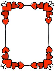 a frame made up of red hearts on a white background