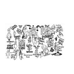 a black and white drawing with words written in different languages on the side of it