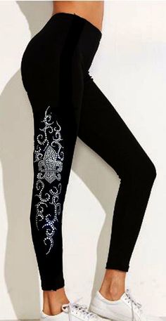 Leggings rhinestones Small to 3XL "long Big fleur de les" Size: 6.5 (W) x 15" (H)   tank tops, t-shirts, sweat shirts, pants, bag   This design can be applied with a household iron ora heat press.    APPLICATION DIRECTIONS (Household Iron)   1. Preheat iron to cotton setting (about 320-340 degrees). 2. Place transfer face down on a flat surface and careful lift the backing from thedesign. If any stones have shifted outof place,  carefully put them back into place using tweezers. 3. Place the transfer, stone side down, onto the fabric and press into place with yourhand. If it is not in the desired position, lift and reposition.  (once heat bonded to fabric, you can't move the rhinestones) 4. Turn fabric inside out. Place iron over the design area and apply steady pressure for 15 seconds (DO Pants Bag, Clear Plastic Sheets, Parcel Service, Sweat Shirts, Face Down, Heat Press, Inside Out, Bathing Beauties, How To Apply