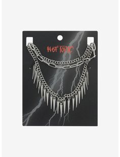 Spiked Chain Layered Necklace | Hot Topic Scene Necklace, Chain Layered Necklace, Spike Necklace, Styles P, 90s Aesthetic, Halloween Jewelry, Accessories Jewelry Necklace, Layered Necklace, Long Chain