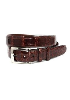 ZTR5047 Torino American Alligator Belt - Marcello Sport Classic Polished Belt Buckles For Formal Occasions, Elegant Leather Belt With Crocodile Pattern, Elegant Formal Belt Buckles With Crocodile Pattern, Elegant Formal Belt Buckle With Crocodile Pattern, Classic Business Belt With Crocodile Pattern, Classic Crocodile Pattern Belts For Business, Classic Crocodile Pattern Business Belts, Luxury Leather Belt Buckles With Crocodile Pattern, Formal Brown Bridle Leather Belt Buckles