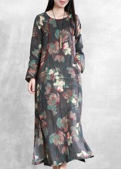 Casual Linen Floral Print Dress, Casual Floral Print Linen Dress, Casual Floral Linen Dress, Casual Linen Dress With Floral Print, Spring Bohemian Linen Dress With Pockets, Casual Linen Spring Dress With Side Pockets, Casual Spring Linen Dress With Side Pockets, Abaya Mode, Pocket Maxi Dress