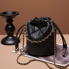 Free U.S. shipping. Style:  , color:Black, suite for season：Spring, Summer, Autumn ，Going out, Hanging out, Travel, Work, Material Genuine Leather, Black Leather Quiled Bag Drawstring Bucket Handbags With Chain Strap Black Bucket Bag As Fashion Accessory, Black Fall Bucket Bag, Fall Black Bucket Bag, Trendy Black Bucket Bag, Black Crossbody Bucket Bag For Fall, Black Leather Bucket Bag For Party, Black Pouch Shoulder Bag As Fashion Accessory, Black Bag With Dust Bag Included For Fall, Black Pouch Bucket Bag As Gift