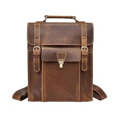 Brown Backpack For Work, Classic Leather Backpack For Work, Classic Rectangular Backpack For Work, Brown Leather Backpack For Work, Modern Backpack With Leather Backing For Work, Modern Leather-backed Backpack For Work, Classic Satchel Backpack For Work, Classic Workwear Satchel Backpack, Rectangular Leather Backpack For Work