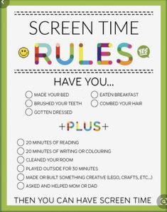 the screen time rules for kids to use