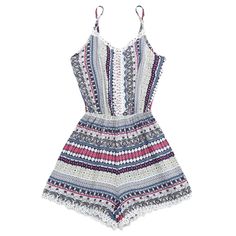 Laced Printed Cami Romper - Blue - 3Z27504812 - Original Design-Women's Clothing  #OriginalDesignWomensClothing #Original #DesignWomen's #Clothing White Long Sleeve Romper, Cheap Jumpsuits, Cami Romper, Rompers Online, Summer Swag, Hanging Flowers, Lace Print, Sammy Dress, Lace Fashion