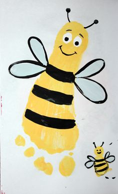 a child's drawing of a bee and a honeybee