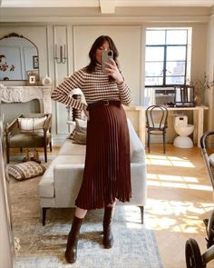 Maternity Outfits Holiday, Fall Dress With Sweater Over, Maternity Outfit Skirt Winter, Preggo Fashion Work, Sweater Outfits Pregnant, Pregnant Street Style Fall, Fall 2024 Maternity Fashion, Knit Skirt Maternity Outfit, Bump Style Winter Casual