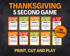 the thanksgiving 5 second game has five cards