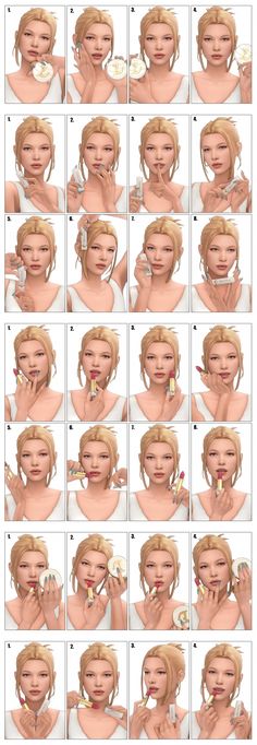 a series of photos showing how to use makeup brushes for different types of facial expressions