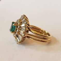 Exquisite Ballerina Ring With Emerald and Diamonds in 18k - Etsy Elegant Emerald Ring In Yellow Gold With Baguette Diamonds, Elegant Emerald Ring With Baguette Diamonds In Yellow Gold, Elegant Gold Emerald Ring With Baguette Diamonds, Elegant Yellow Gold Emerald Ring With Baguette Diamonds, Formal Yellow Gold Emerald Ring With Baguette Diamonds, Ballerina Ring, Ring With Emerald, 3d Visual, Gold Rings Fashion