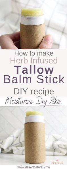 collage of homemade beef tallow stick from a diy recipe that is herb infused and has essential oils to moisturize dry skin Easy Diy Lotion, Diy Lotion Recipe, Room Spray Recipe, Tallow Balm, Homemade Skincare, Stick Diy, Natural Body Lotion