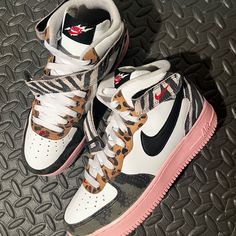 Clean Like New Condition, Worn Once Look Amazing In Hand Vivid Full Pink Outsole/Midsoles Animal Print Uppers Size 7.5 Womens / 6 Youth No Box Nike Air Force 1 Mid, Air Force 1 Mid, Youth Shoes, Print Pink, Nike Air Force 1, Pink Print, Air Force 1, Mens Shoes Sneakers, Nike Air Force