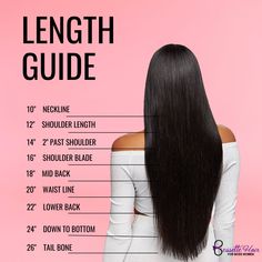 Wig Inches Chart, Haircut Lengths Chart, Different Hair Lengths Chart, Wig Length Chart, Medium Length Hair Cuts For Thinner Hair, Shoulder Blade Length Hair, Bundles Business, Shorter Haircuts, Hairstyles For Long Curly Hair