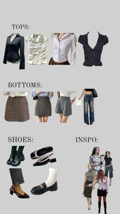 several different types of clothes and shoes are shown in this graphic above the image is an info sheet