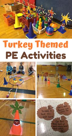 turkey themed activities for kids to play in the gym and on the court with their teacher