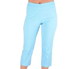 Oh How We Love Our Stretch Pants, Right? If You're One Of Us, Then You Will Love These Pull-On Capris! Nice Natural Rise On The Waist, No Pockets, And Did We Mention The Stretch? Plus, We Love This Perfect Turquoise Color. It's Gorgeous! Blue Stretch Capris With Elastic Waistband, Blue Mid-rise Fitted Capris, Blue Fitted Mid-rise Capris, Blue Capri Length Pants For Loungewear, Blue Stretch Mid-rise Capris, Fitted Blue Capri Pants, Blue Fitted Capri Pants, Blue Fitted Capris, Blue Stretch Capri Bottoms