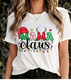 ABOUT OUR, Mom Christmas Shirt, Gift for her   👉 Unisex T-shirt Bella canvas 3001. - 100% Airlume combed and ringspun cotton  - Soft cotton and quality print make users fall in love with it over and over again.  - These t-shirts have-ribbed knit collars to bolster shaping. - Printed and shipped from the USA CARE INSTRUCTIONS - Wash inside out with like colors. - Tumble dry or hang to dry. - Try not to iron directly over the design. Iron if necessary!  HOW TO ORDER  1) Please, check and review a Mom Christmas Shirt, New Mom Shirt, Holly Christmas, Christmas Gift For Mom, Mom Christmas, Christmas Mom, Christmas Gifts For Mom, Mama Shirt, New Mom