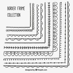 the border frame collection is shown in black and white, with different designs on it