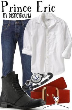 a fashion look featuring white shirt, jeans and black boots